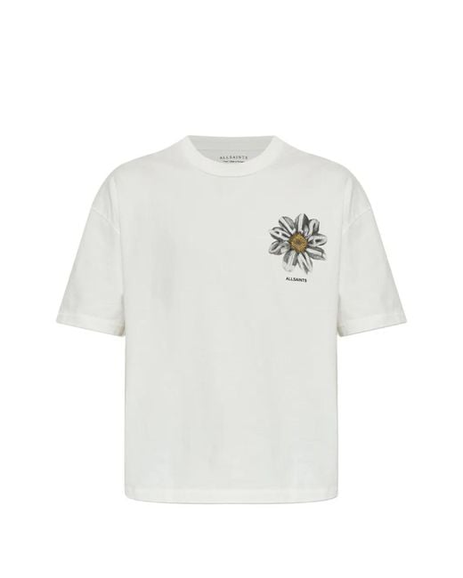 AllSaints White Floral-Print T-Shirt for men