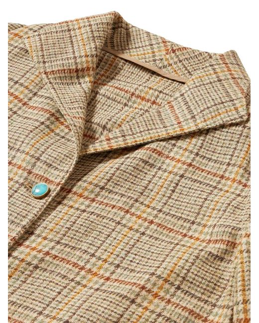 Fortela Natural Scotland Check Stone-Button Blazer