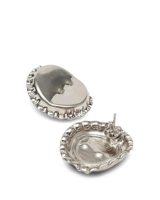 MM6 by Maison Margiela White Bottle-Cap-Effect Earrings
