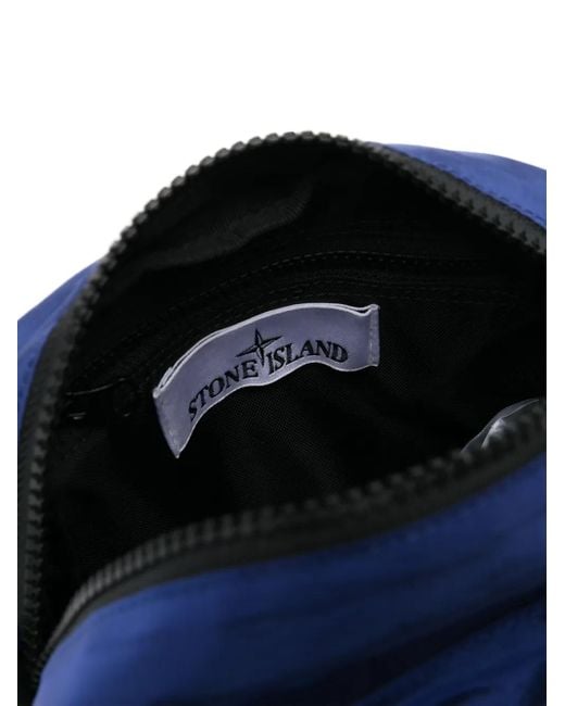 Borsa Messenger Con Applicazione Compass di Stone Island in Blue da Uomo