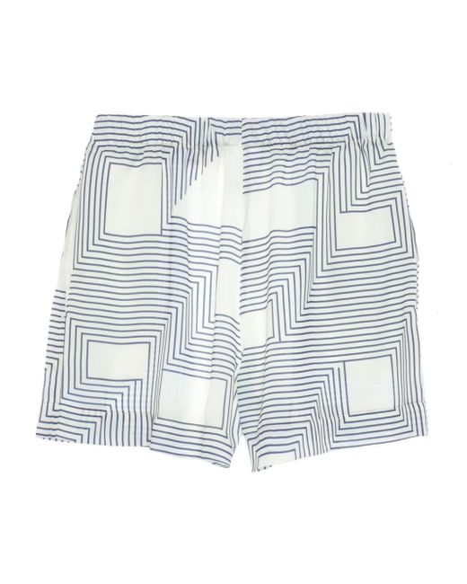 Low Classic Blue Geometric-print Satin-finish Shorts