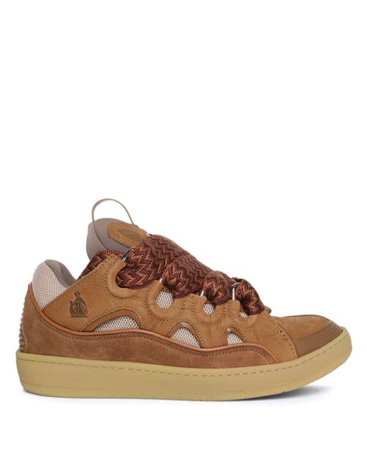 Lanvin Brown Curb Panelled Sneakers