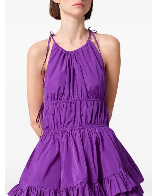 MSGM Purple Ruffled Tiered Mini Dress