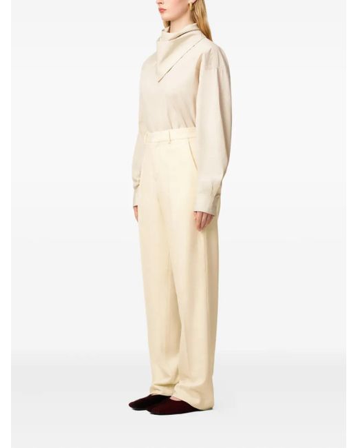 AMI Natural Wool Large-Fit Trousers