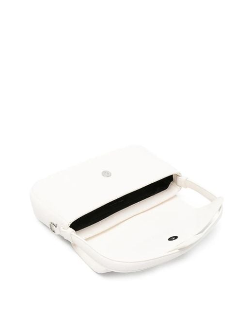 ARMANI EXCHANGE White Logo-Plaque Pebbled Shoulder Bag