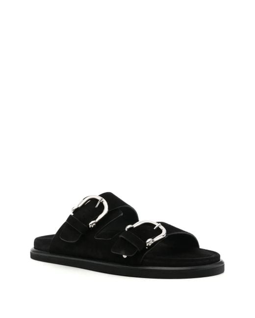 P.A.R.O.S.H. Black Suede Flat Sandals
