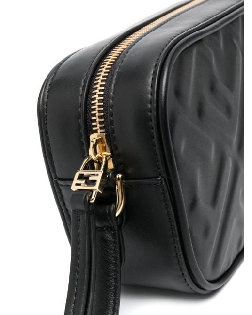 Fendi Black Camera Case Embossed Leather Crossbody Bag