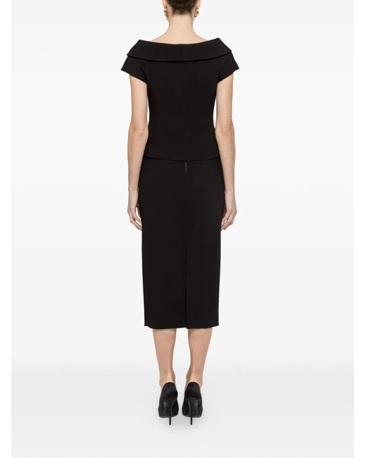 Nissa Black Off-Shoulder Fitted Blouse