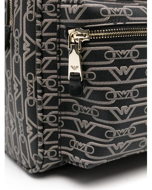 Emporio Armani Gray Logo-Print Backpack