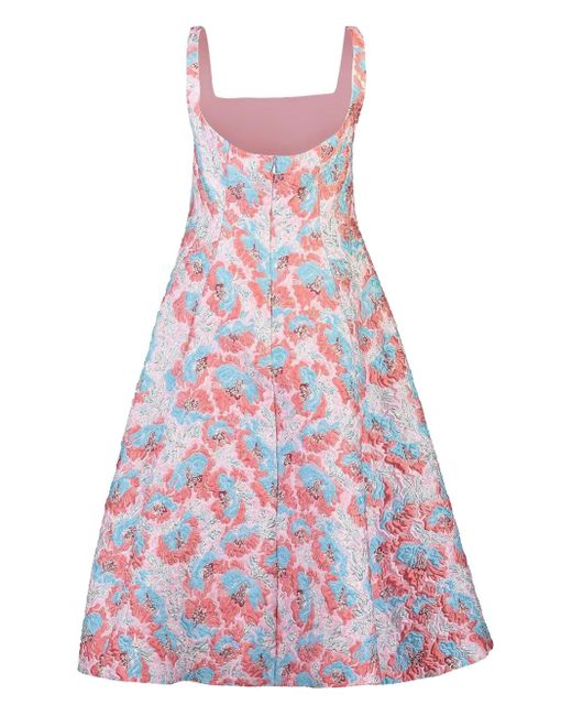 Mary Katrantzou White Beaux Floral-Brocade Midi Dress