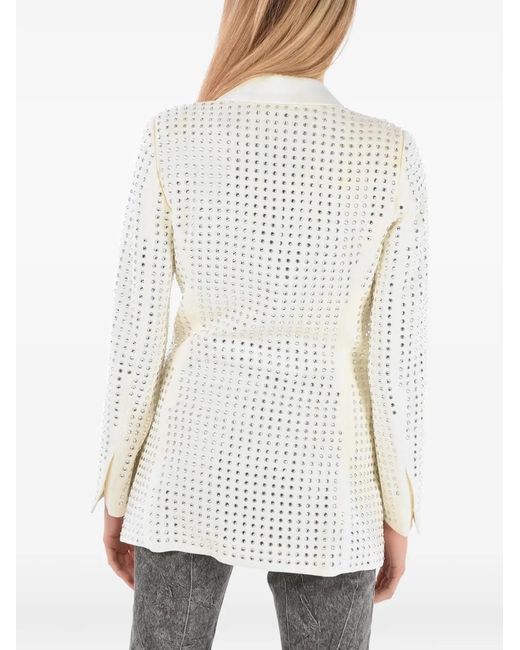 Philipp Plein White Crystal-Embellished Blazer