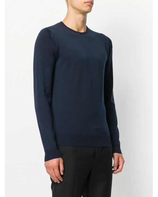 John Smedley Blue Crew-Neck Knit Jumper for men