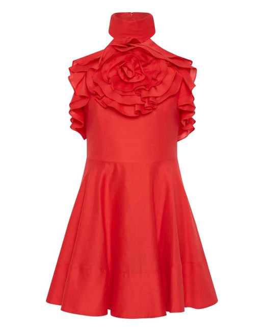 Rebecca Vallance Mini-Jurk Met Halternek En Ruches in het Red