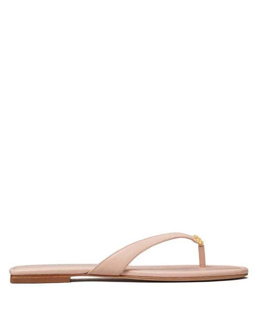 Tory Burch Pink Classic Leather Flip Flops