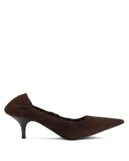 Miu Miu Brown 55Mm Ruches Kitten-Heel Pointed-Toe Pumps