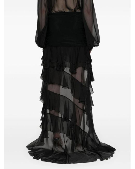 Ruffled high-low skirt Blumarine de color Black