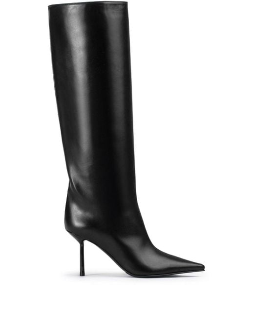 Le Silla Black Nappa Leather Bella Stiletto Knee Boots