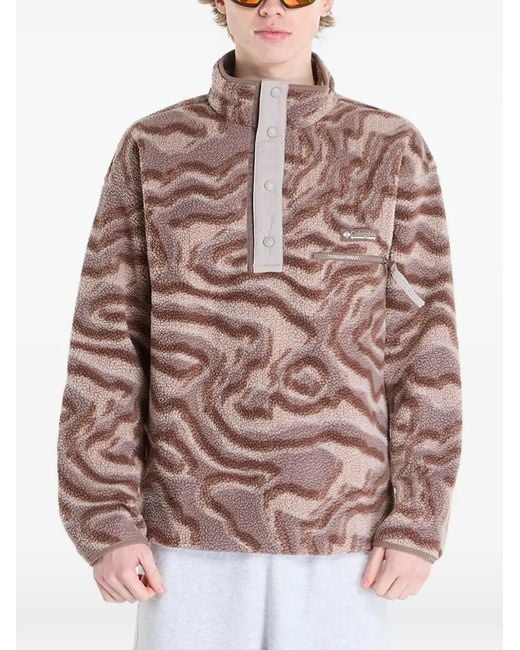 Columbia Brown Helvetia Half-Snap Fleece Printed Sweatshirt for men