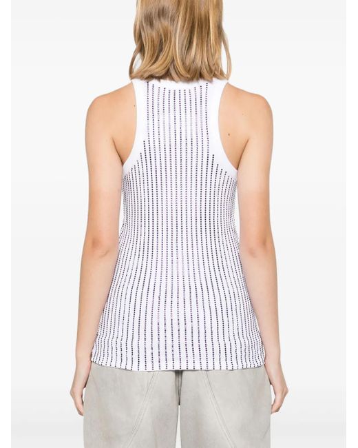 The Attico White Crystal-Embellished Tank Top