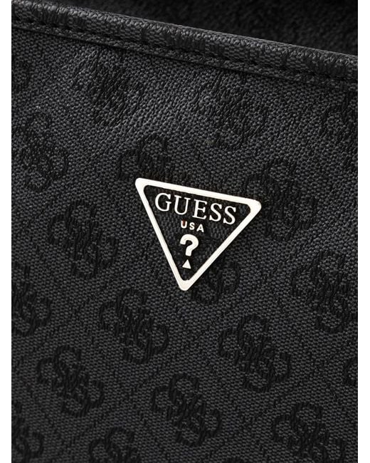 Guess Black Monogram-Pattern Tote Bag