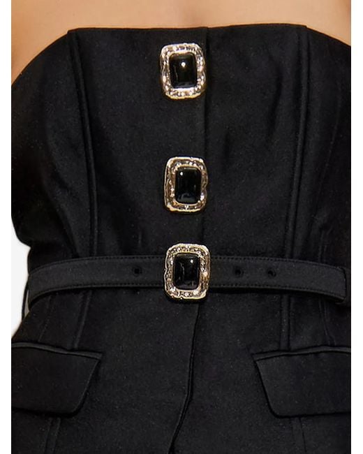 Self-Portrait Black Midi Dress With Fitted Bodice