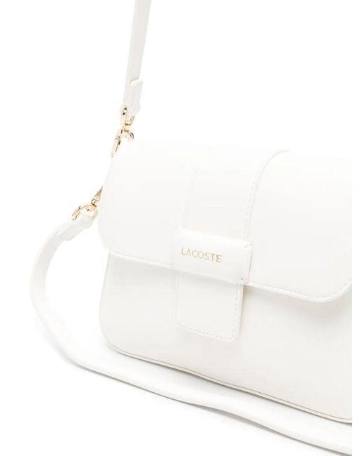 Lacoste White Small Flap Shoulder Bag