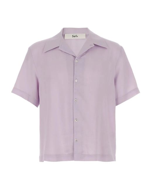 Séfr Purple Noam Short-Sleeve Button-Up Shirt for men
