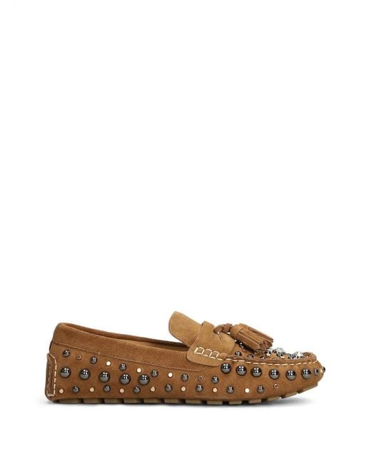 strategia shoes Brown Mykonos Studded Tassel Loafers