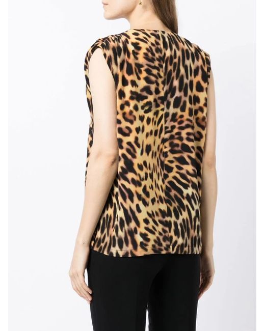 Stella McCartney Black Leopard-Print Silk Blouse