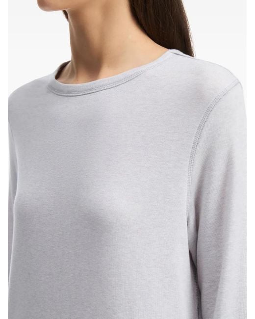B+ AB White Raw-Edge Long-Sleeved T-Shirt