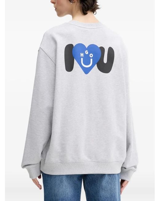 HUGO White Heart-Logo Sweatshirt