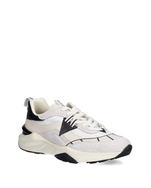 Guess White Valencia Suede-Panel Sneakers for men