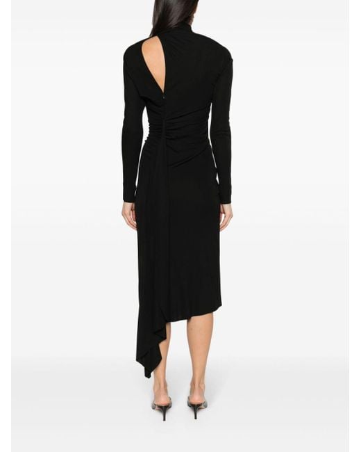 Victoria Beckham Black Cut-out Ruched Midi Dress