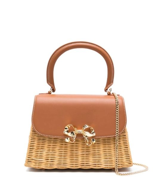 Self-Portrait Brown Mini Tote Bag With Bow