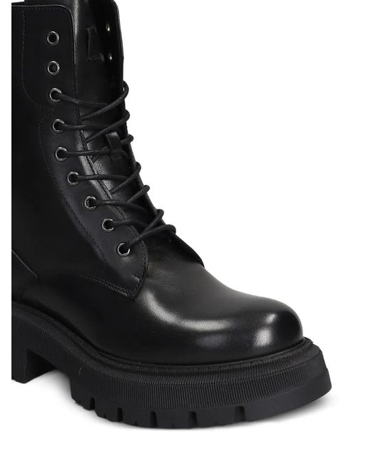Julie Dee Black Lace-Up Chunky-Sole Boots