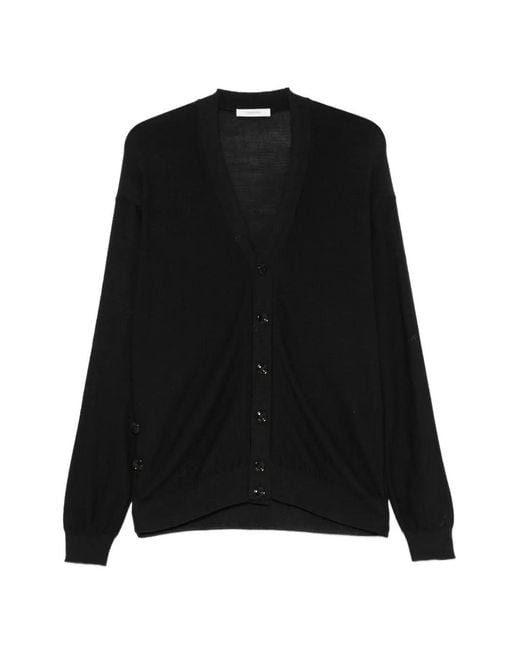 Lemaire Black V-Neck Button-Up Cardigan