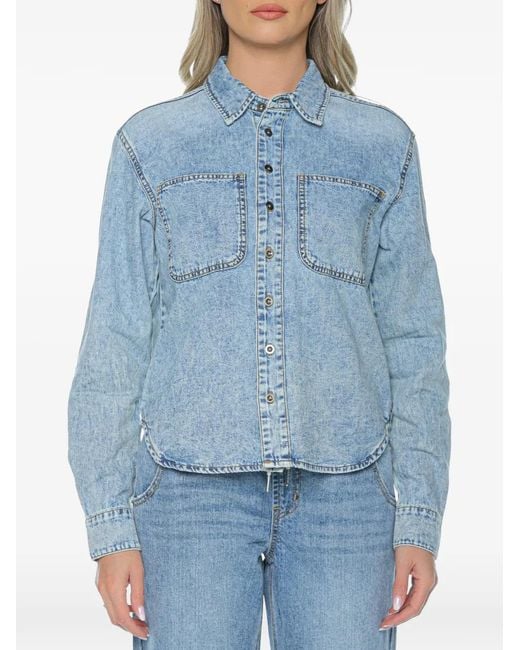 One Teaspoon Blue Nixie Acid-Wash Denim Shirt