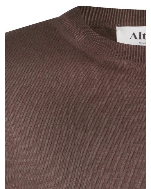 Altea Brown Ribbed Crew-Neck Sweater for men