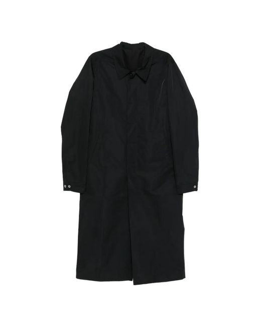 Rick Owens Black Brad Buttoned Trench Coat for men