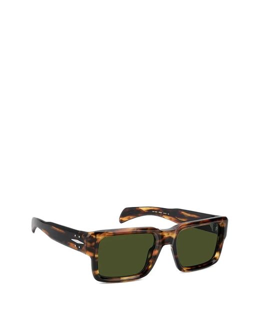David Beckham Green Tortoiseshell-Effect Rectangle-Frame Sunglasses for men