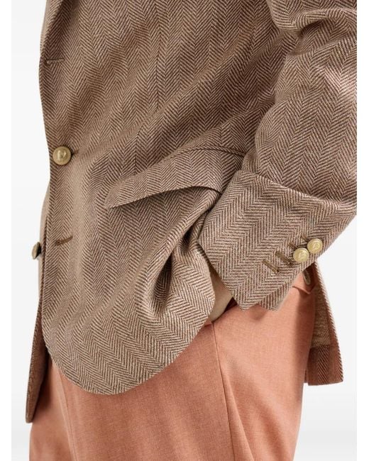 Brunello Cucinelli Brown Single-Breasted Blazer for men