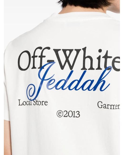 Off-White c/o Virgil Abloh White Jeddah Logo-Print Cotton T-Shirt for men