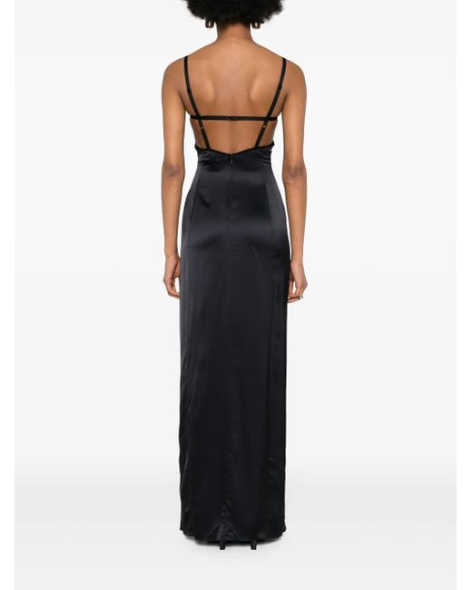 Nensi Dojaka Black Double Petal Maxi Dress