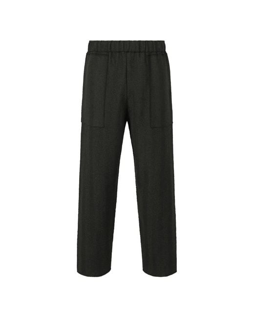 Homme Plissé Issey Miyake Black Herringbone Pocketed Straight-Leg Trousers for men