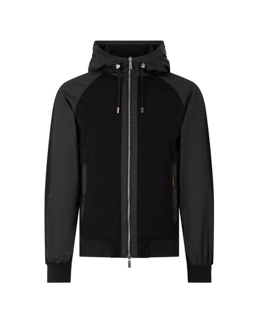 Moorer Black Hooded Contrast Jacket for men