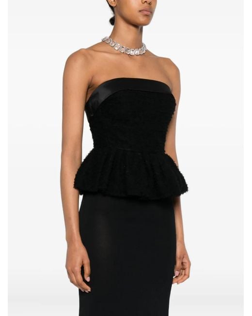 Viktor & Rolf Black Tulle Ruffle Strapless Top