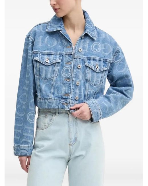 Giacca Denim Crop di HUGO in Blue