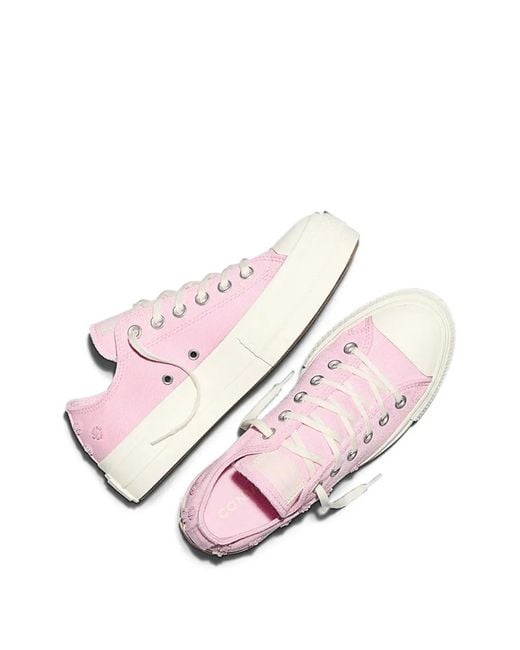 Converse Pink Baskets Chuck Taylor All Star Lift À Plateforme Et Ornements De Perles
