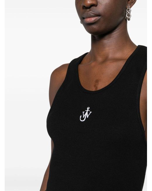 J.W. Anderson Black Logo-embroidered Cotton Top