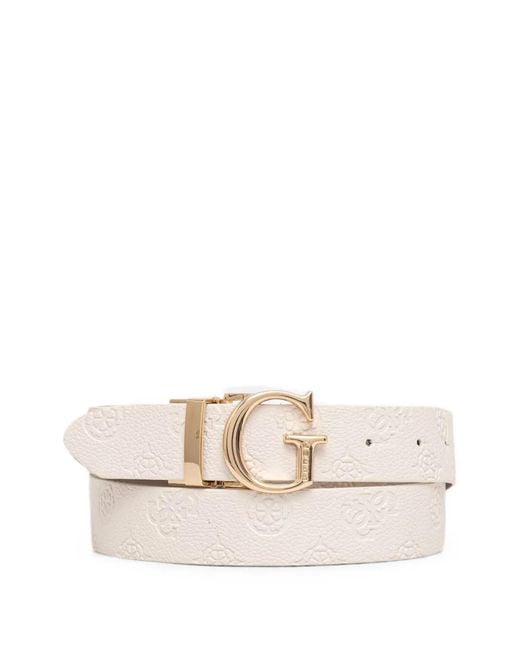 Guess White Ceinture James À Logo 4G